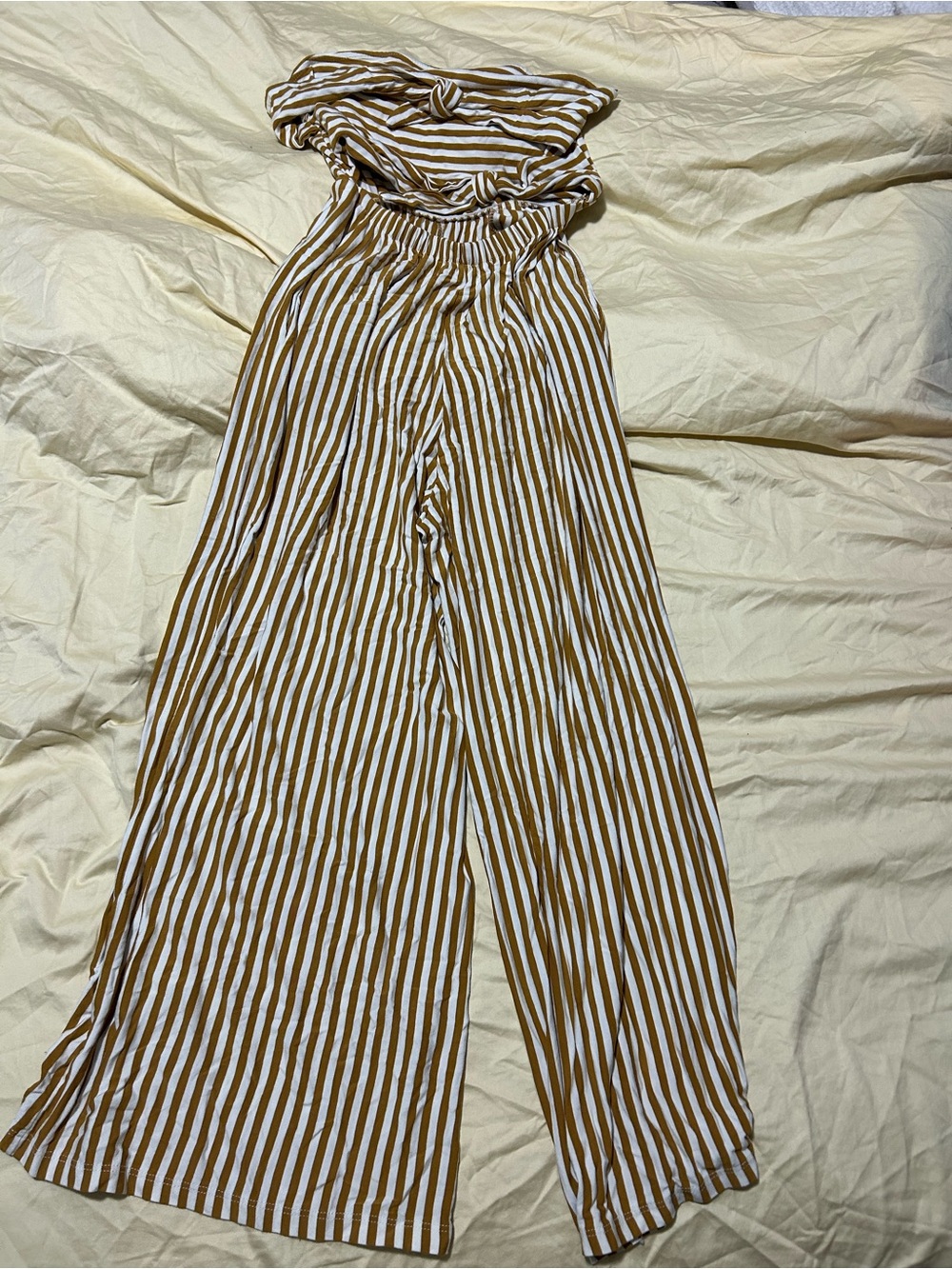 American Eagle Striped Tie-Front Top - Mustard & White - Picture 2 of 3